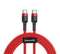 Cavo dati Type-C a Type-C, Carica rapida, 60W, 3A, 1m - Baseus Cafule (CATKLF-G09) - Rosso / Nero