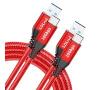 Cavo dati USB-C 10 Gbps [1,8 m, rosso], Android Auto USB 3.2 Gen 2 USB A a USB C, cavo di trasferimento dati tipo C 3.1A ricarica rapida per Samsung Galaxy S24/S23/S22/S21, iPhone 16/15 Pro Max