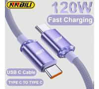 Cavo dati USB-C a USB-C NNBILI 2026 da 120W, compatibile con serie 15/16/17, supporta ricarica rapida PD; compatibile con Huawei P50/P40/P30/Mate 9/10 Pro/Nova 6/5/4, supporta ricarica rapida 6A; comp