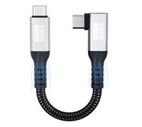 Cavo dati USB C corto,cavo USB C angolare 20cm,20Gbps/240W/5K@60Hz US B 3.2 Gen2x2,cavo video US B C@USB C 90gradi PD3.1 4K@144Hz per iPhone 16/Plus/Pro/Pro Max/iPhone 15/MacBook Pro/iPad Pro,PSSD
