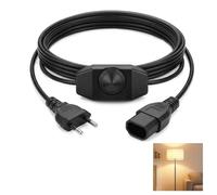 Cavo di 2m con variatore di luce LED e interruttore, Fisso Euro Piastra per Lampade 220-250V, Ampliazione Variatore di intensità variabile silenzioso per Lampade LED, LED Interruttore integr (2M)