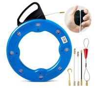 Cavo di alimentazione 30 m, con 1 estrattore, 2 fasci di cavi, con scatola di immagazzinaggio, molla di ritiro da 5 mm, per cavi e lavori elettrici, blu