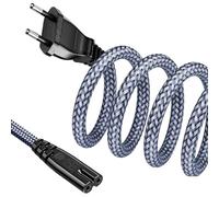 Cavo di alimentazione a 2 poli, cavo di alimentazione da 3 m, spina (CEE 7/16 su C7) in nylon intrecciato con VDE per TV, PS3/PS4/PS5, alimentatore per laptop, Blu-ray, radio