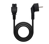 Cavo di alimentazione a quadrifoglio con connettore CEE7 a gomito maschio e C5 femmina. Lunghezza 1,5 metri, ideale per collegamenti elettrici sicuri ed efficienti.