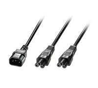 LINDY 2.5 m IEC C14 to 2 x IEC C5 "Y" Splitter Extension Cable Lead - Black Sing