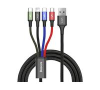 Baseus 4in1 Ladekabel 2X Lightning, USB-C und Micro USB (120 cm Ladekabel geeignet für iPhone 11, iPhone XS/XS Max/XR, iPhone 6/6s/7/8, Android), Schwarz, oneplus x