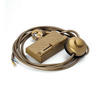 Cavo di alimentazione da 2,5 m, spina Schuko all'estremità aperta, con interruttore a cavo + dimmer 60-500 W, 230 V, interruttore intermedio, collegamento (oro)