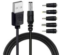 Cavo di alimentazione da USB a CC, 1 m, da USB a 5 V, universale, per ricarica rapida, da USB 2.0 A maschio a CC 5,5 x 2,1 mm, adattatore per cavo di alimentazione con jack a barilotto da 2,5 x 0,7