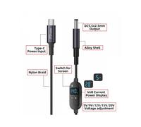 Cavo di Alimentazione da USB C A Jack CC da 140 W, Tipo C, Ingresso USB-C, Uscita 20 V, 15 V, 12 V, 9 V, 5 V CC, Potenza 5,5 X 2,5 mm, Display LED