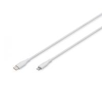 DIGITUS Cavo di ricarica - Da USB C a Lightning - 0,5 m - Cavo USB da 480 Mbit/s 60 W 3 A - Guaina flessibile in silicone con protezione antipiega - Certificazione MFI per dispositivi Apple - Bianco