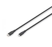 DIGITUS Cavo di ricarica - Da USB C a Lightning - 1 m - Cavo USB da 480 Mbit/s 60 W 3 A - Guaina flessibile in silicone con protezione antipiega - Certificato MFI per dispositivi Apple - Nero