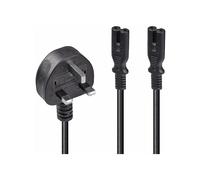 LINDY 2.5m UK Mains 3 Pin Plug to 2 x IEC C7 Splitter Power Cable/Figure 8 Lead,