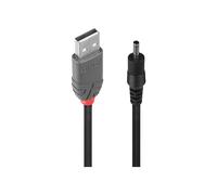 Lindy Cavo di alimentazione 70266 USB A – DC 1,35/3,5 mm – Nero 1,5 m