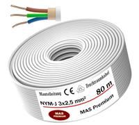 Cavo di alimentazione per ambienti umidi da 5, 10, 15, 20, 25, 30, 35, 40, 50, 75, 80 o 100 m, cavo elettrico ad anello NYM-J 3 x 2,5 mm² per posa fissa