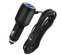 Cavo di alimentazione per Dash Cam, mini caricatore USB per auto, da 12 V a 5 V, con 2 porte USB, 3,5 m di lunghezza, 3,5 A, mini caricabatterie per Dash Cam, GPS, nero