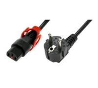 Cavo di alimentazione Schuko angolato/IEC C13 dritto M/F 2m nero con blocco IEC LOCK+