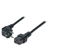 Cavo di alimentazione Schuko/IEC C19 angolato dritto M/F 2m nero con blocco IEC LOCK