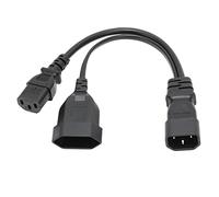 Cavo di Alimentazione Splitter da IEC320 da C14 a IEC320 C13 e EU Y, 1 in 2 Out Cavo di Alimentazione Splitter a Y Impermeabile con Copertura in PVC con Anima in Rame Puro, Cavo Adattatore di Prolunga
