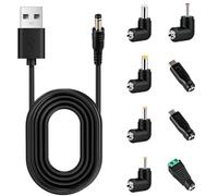 Cavo di alimentazione universale da 5 V USB a DC, 5,5 mm x 2,1 mm con 8 connettori jack (5,5 x 2,5, 4,8 x 1,7, 4,0 x 1,7, 3,5 x 1,35, 2,5 x 0,7 Micro USB, tipo C, connettore LED) per micro tablet