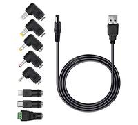 Cavo di alimentazione universale da 5 V USB a DC, 5,5 mm x 2,1 mm con 8 connettori jack (5,5 x 2,5, 4,8 x 1,7, 4,0 x 1,7, 3,5 x 1,35, 2,5 x 0,7 Micro USB, Type-C, connettore LED) per micro tablet