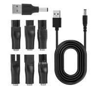 Cavo di alimentazione USB 7-in-1 5 V con 7 connettori adattatori, adattatore universale USB per rasoio, rasoio Air Cleaner, alimentatore di ricambio per tagliabarba marrone Philips One Blade Hatteker