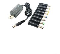 Cavo di alimentazione USB da 5 V a 6 V e 9 V e 12 V, convertitore step-up con 8 CC per router, modem, dashcam, luce LED, adattatore portatile per casa, auto, uso esterno, nero (linea 9 V + 8