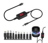 Cavo di alimentazione USB PD a DC 5 V, 9 V, 12 V, 15 V, 20 V, tensione regolabile da CC a CC, caricatore da 12 V tipo C a CC 5,5 x 2,1 mm, spina universale di ricarica con 10 testine di conversione CC