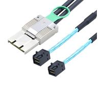 Cavo di assemblaggio attivo in lega di zinco Dual Express per iPass MINI SAS HD SFF-8088 8X 68P I/O maschio a 2X Mini SAS HD SFF-8643 36P maschio (0,5 m)