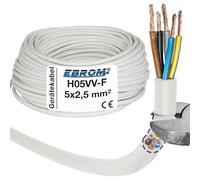 Cavo di collegamento per fornello H05VV-F 5G2,5 mm2 - 5 x 2,5 mm2 - bianco, 5 m 10 m o 15 m