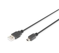 DIGITUS Cavo di collegamento USB 2.0-1,8 m - Da USB A (M) a USB Mini B (5 Pin) (M) - 480 Mbit/s - Blister - Nero