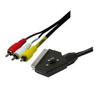 Cavo Di Connessione Scart Con Switch I/O - 21 Poli Maschio E 3 X Rca- Video + Audio Stereo - Mt. 150