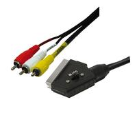 CAVO DI CONNESSIONE SCART CON SWITCH I/O - 21 POLI MASCHIO E 3 X RCA- VIDEO + AUDIO STEREO - MT. 1,50