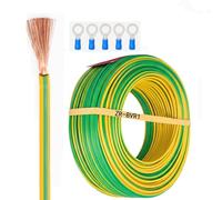 Cavo di controllo schermato, filo di terra in rame | Giallo verde, dimensioni multiple (4-10 AWG), for messa a terra(15FT,8AWG(10MM2))