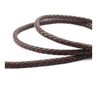 Cavo di cuoio genuino rotondo intrecciato intrecciato a treccia da 1 metro e 6 mm per il materiale dei risultati della collana del braccialetto fai da te