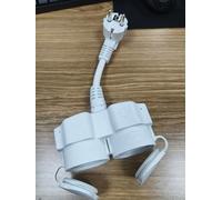 Cavo di Estensione Elettrico Corto, Doppia Spina Con 2 Prese per Uso Interno ed Esterno, 22CM (Bianco)