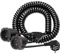 Cavo di estensione in plastica del cavo a spirale del connettore estensibile, IP20 interno con spina Schuko, cavo di alimentazione Schuko 250 V / 16 A, nero