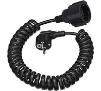 Cavo di estensione Schuko, cavo a spirale di contatto protettivo estensibile da 0,6 m a 2 m max, cavo di estensione IP20 (230V/16 A), cavo a spirale 3 x 1,0 mm² con spina Schuko, attacco