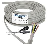 Cavo di installazione NYM-J 4 x 1,5 mm², Materiale Elettrico in Plastica, 10 m, in PVC, Grigio