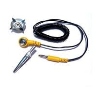 Cavo di messa a terra ESD con clip e artiglio a stella, filo antistatico a spirale da 180 cm, per banco da lavoro, tappetino e cinturino da polso, giallo+nero