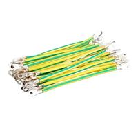 Cavo di messa a terra solare giallo-verde da 100 pezzi BVR con terminali 10/12/14 AWG Cavo di terra for perdite di ponte for armadio fotovoltaico in rame(15cm,10AWG)