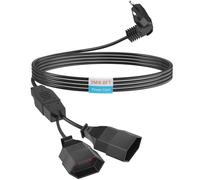 Cavo di prolunga a 2 prese europee, cavo di alimentazione 2 m, cavo di alimentazione 2 in 1, triplo connettore di tipo C, 0,75 mm², max. 2,5 A/250 V, per TV PC, computer, monitor lampada, colore nero