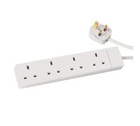 Cavo di prolunga a 4 vie, 1 metro, 13 A, presa elettrica UK, bianco
