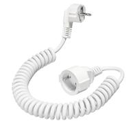 Cavo di Prolunga a Spirale Estensibile, Schuko, 0,7M a 2M, 230V/16A, Cavo a Spirale con Contatto di Protezione per Casa, Ufficio, Esterno, Bianco