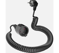 Cavo di prolunga a spirale protettivo, estensibile da 0,58 m a 2 m, IP20, 250 V 16 A, con spina e connettore Schuko, nero.