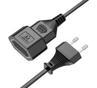 Cavo di prolunga Ancable 2 m cavo di prolunga piatto, certificato VDE, spina europea da tipo C a presa europea, cavo di prolunga per TV, monitor, elettrodomestici, nero