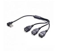 Cavo di prolunga angolato da USB maschio a tripla femmina che consente la ricarica e il trasferimento dati per telefoni, tablet, tastiere, splitter USB per auto