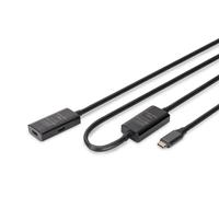 DIGITUS Cavo di prolunga attivo USB 3.2 Gen 1-10 m - Da presa a spina USB-C - plug & play - Fino a 5 Gbit/s - Nero