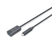 DIGITUS Cavo di prolunga attivo USB 3.2 Gen 2-5 m - Da Typ-C maschio a USB-A femmina - Plug & Play - Fino a 10 Gbit/s - Nero