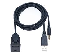 Cavo di Prolunga Auto USB 2.0 3.5 mm AUX a Incasso Jack Socket 1M con Connettore a Filo per Montaggio Estensione per Integrazione nel Pannello del Cruscotto Dell'auto, Barca, Camion, Moto (1 Metro)