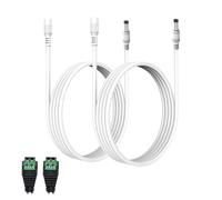 Cavo di Prolunga CC Lonnky 5 Metri con 1 Presa per Spine DC, Ideale per Luci a Striscia LED (KSIPZE, Grovee), TV Box (Nokia 8010, TX3 Mini+) e Telecamere di Sicurezza - 2 Pezzi Bianco